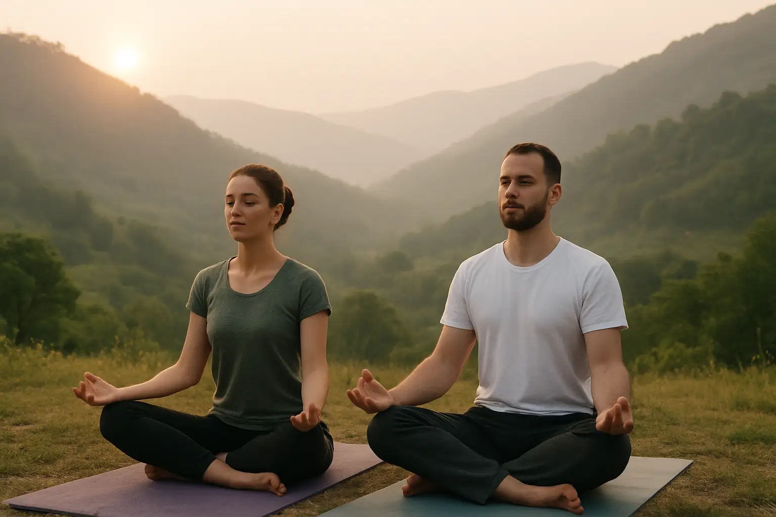 Couple practicing yoga